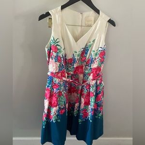 ModCloth floral A line dress with belt